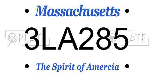 3LA285 Massachusetts License Plate