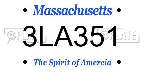 3LA351 Massachusetts License Plate