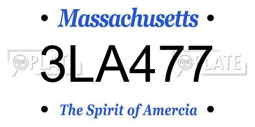 3LA477 Massachusetts License Plate