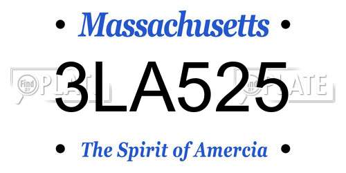 3LA525 Massachusetts License Plate
