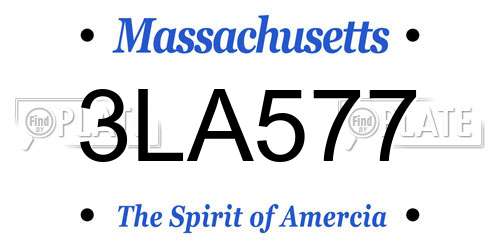 3LA577 Massachusetts License Plate