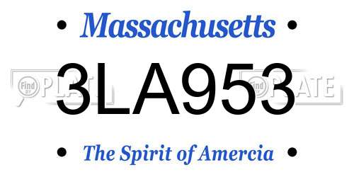 3LA953 Massachusetts License Plate