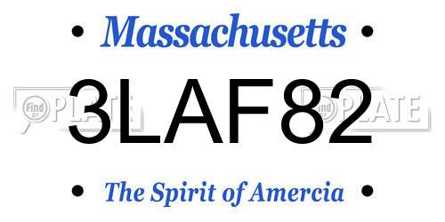 3LAF82 Massachusetts License Plate