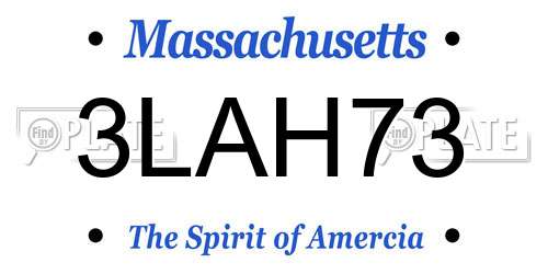 3LAH73 Massachusetts License Plate