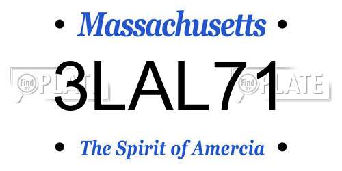 3LAL71 Massachusetts License Plate