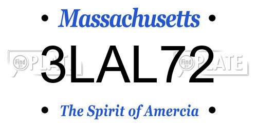 3LAL72 Massachusetts License Plate
