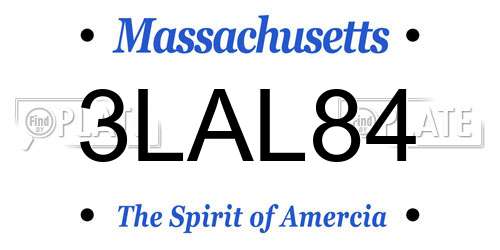 3LAL84 Massachusetts License Plate