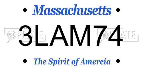 3LAM74 Massachusetts License Plate