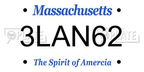 3LAN62 Massachusetts License Plate