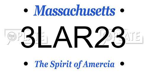 3LAR23 Massachusetts License Plate