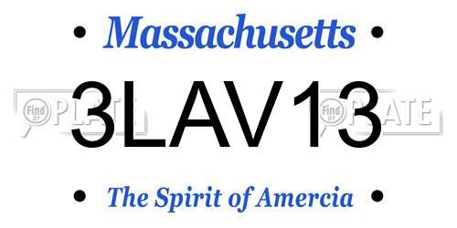 3LAV13 Massachusetts License Plate
