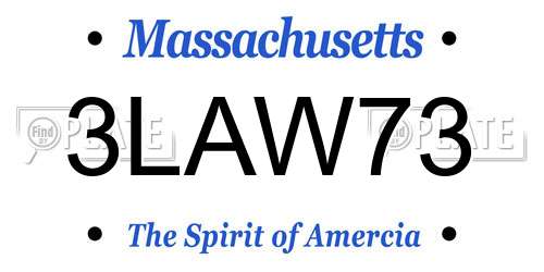 3LAW73 Massachusetts License Plate