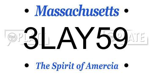 3LAY59 Massachusetts License Plate