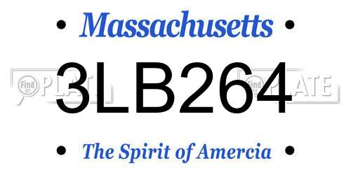 3LB264 Massachusetts License Plate