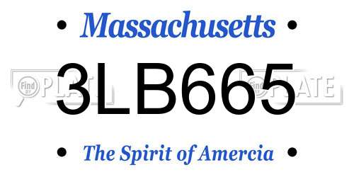 3LB665 Massachusetts License Plate