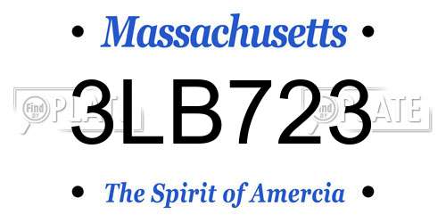 3LB723 Massachusetts License Plate