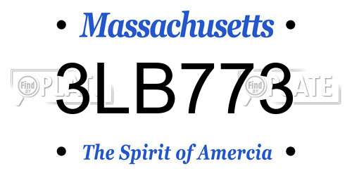 3LB773 Massachusetts License Plate