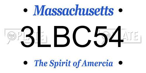 3LBC54 Massachusetts License Plate