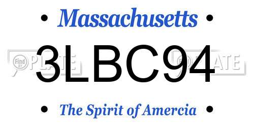 3LBC94 Massachusetts License Plate