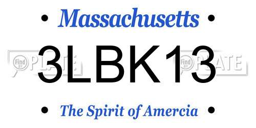 3LBK13 Massachusetts License Plate