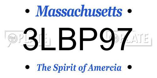 3LBP97 Massachusetts License Plate