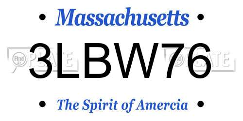 3LBW76 Massachusetts License Plate
