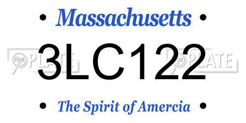 3LC122 Massachusetts License Plate