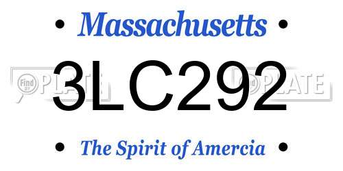 3LC292 Massachusetts License Plate