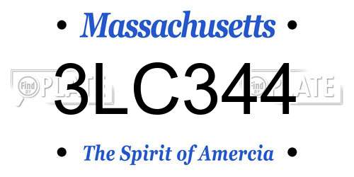 3LC344 Massachusetts License Plate
