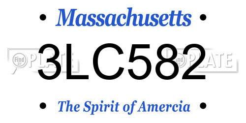 3LC582 Massachusetts License Plate