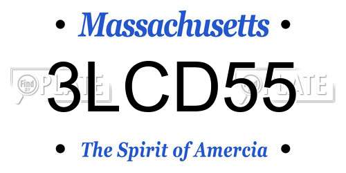 3LCD55 Massachusetts License Plate