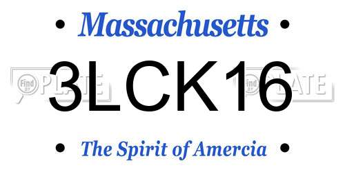3LCK16 Massachusetts License Plate