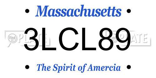 3LCL89 Massachusetts License Plate