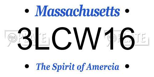 3LCW16 Massachusetts License Plate