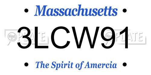 3LCW91 Massachusetts License Plate