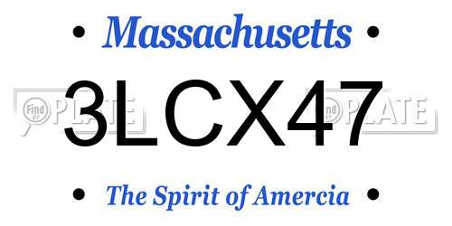 3LCX47 Massachusetts License Plate
