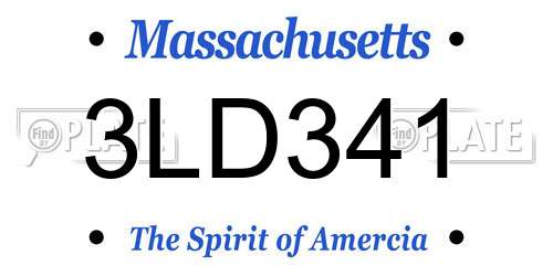 3LD341 Massachusetts License Plate