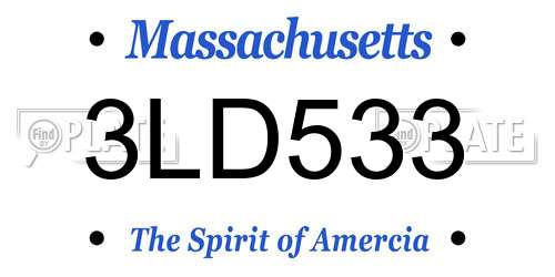 3LD533 Massachusetts License Plate