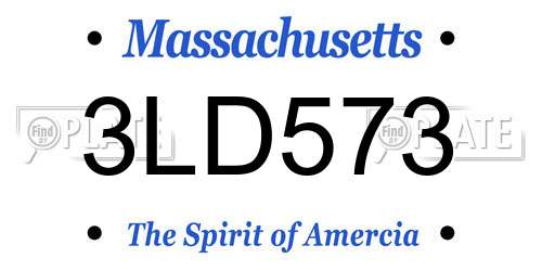 3LD573 Massachusetts License Plate