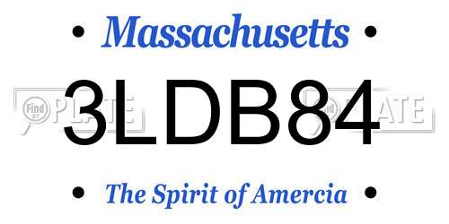 3LDB84 Massachusetts License Plate