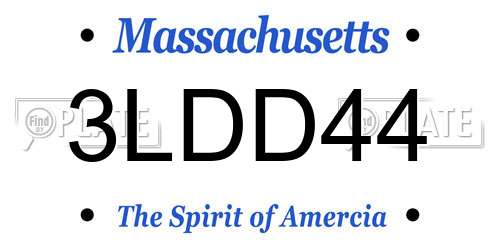 3LDD44 Massachusetts License Plate
