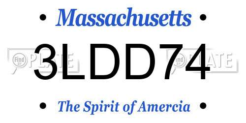 3LDD74 Massachusetts License Plate