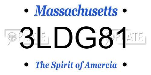 3LDG81 Massachusetts License Plate