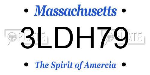 3LDH79 Massachusetts License Plate