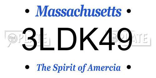 3LDK49 Massachusetts License Plate