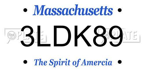 3LDK89 Massachusetts License Plate