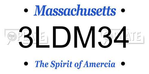 3LDM34 Massachusetts License Plate