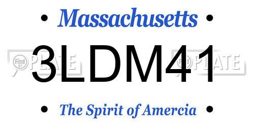 3LDM41 Massachusetts License Plate