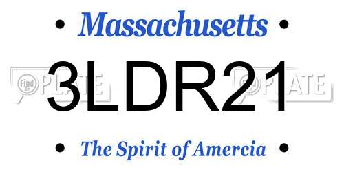 3LDR21 Massachusetts License Plate