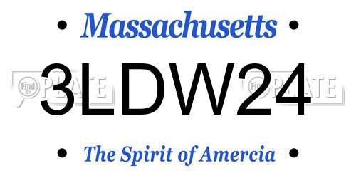 3LDW24 Massachusetts License Plate
